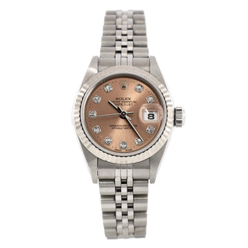 Rolex Oyster Perpetual Datejust Automatic Watch Stainless Steel and White Gold with Diamond Markers 26