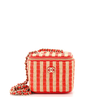 Chanel Classic Vanity Case with Chain Striped Raffia and Jute Mini