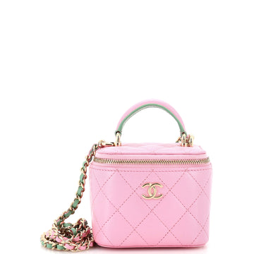 Chanel Classic Top Handle Vanity Case with Chain Quilted Lambskin Mini