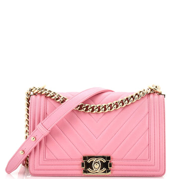 Chanel Boy Flap Bag Chevron Lambskin Old Medium