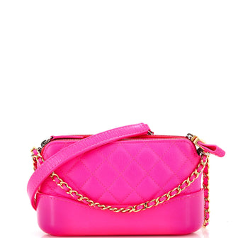 Chanel Gabrielle Double Zip Clutch with Chain Quilted Aged Calfskin