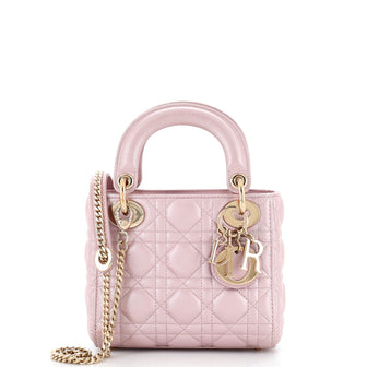 Christian Dior Lady Dior Chain Bag Cannage Quilt Iridescent Leather Mini