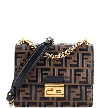 Fendi Kan U Shoulder Bag Zucca Embossed Leather Small