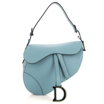 Christian Dior Saddle Handbag Leather with Iridescent Hardware Medium