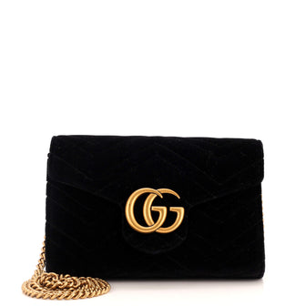 Gucci GG Marmont Chain Wallet Matelasse Velvet Mini