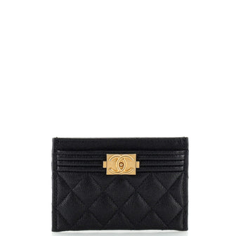 Chanel Boy Card Holder Quilted Caviar