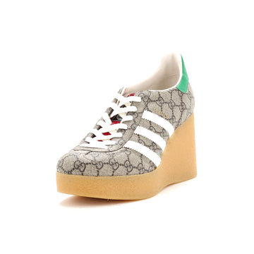 Gucci x Adidas Women's Gazelle Wedge Sneakers GG Coated Canvas with Rubber