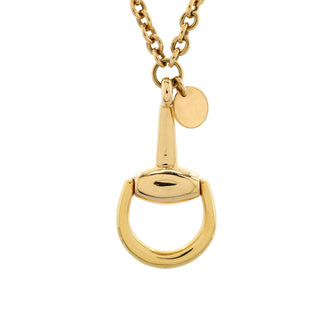 Gucci Horsebit Plate Pendant Necklace 18K Yellow Gold