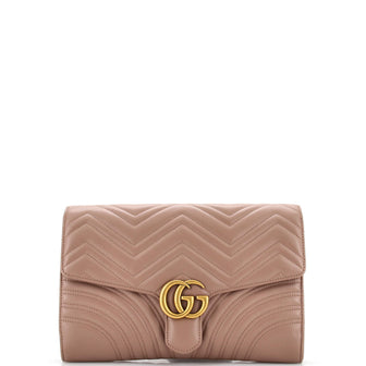 Gucci GG Marmont Flap Clutch Matelasse Leather