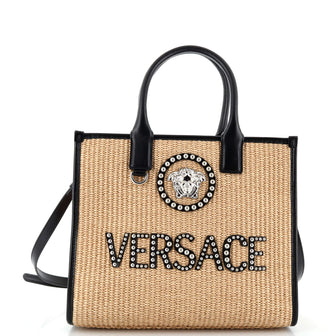 Versace La Vacanza Medusa Logo Tote Raffia Medium