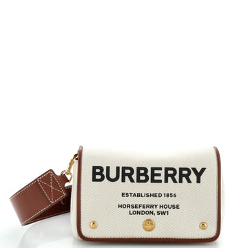 Burberry Hackberry Shoulder Bag Canvas with Leather Small