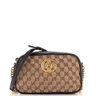 Gucci GG Marmont Shoulder Bag Diagonal Quilted GG Canvas Small