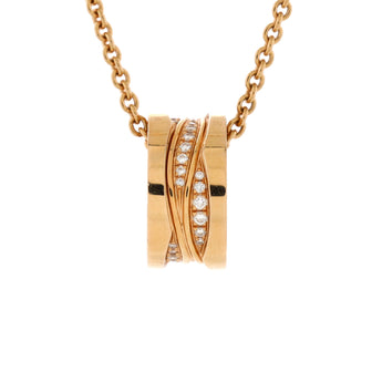 Bvlgari B.Zero1 Design Legend Zaha Hadid Pendant Necklace 18K Rose Gold with Diamonds