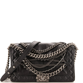 Chanel Boy Flap Bag Enchained Lambskin New Medium