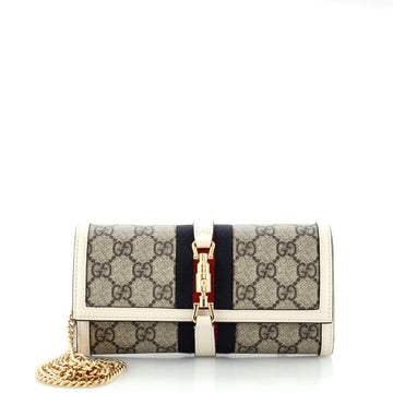 Gucci Jackie 1961 Continental Chain Wallet GG Coated Canvas