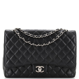 Chanel Classic Double Flap Bag Quilted Caviar Maxi