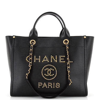 Chanel Deauville Tote Studded Caviar Small