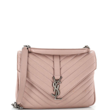 Saint Laurent Classic Monogram College Bag Matelasse Chevron Leather Medium