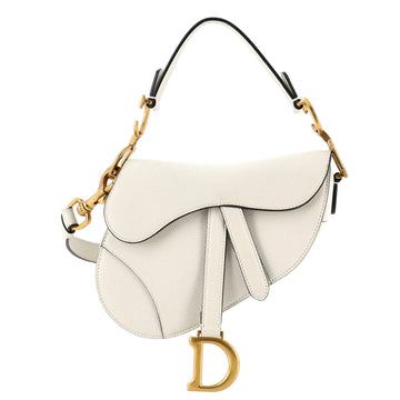 Christian Dior Saddle Handbag with Strap Leather Mini