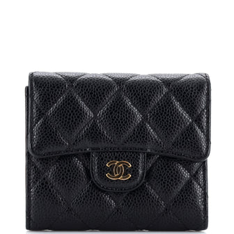Chanel Trifold Flap Wallet Quilted Caviar Small