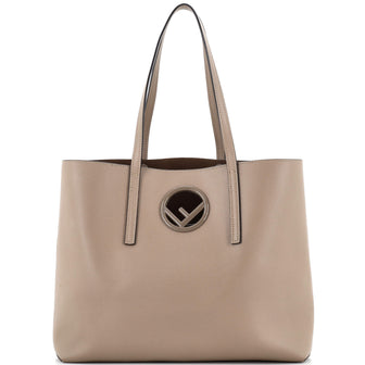 Fendi Logo Shopper Tote Leather