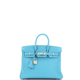 Hermes Birkin Handbag Blue Swift with Palladium Hardware 25