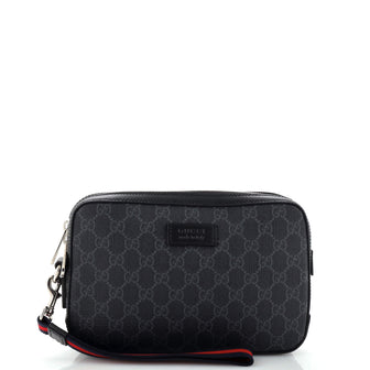 Gucci Web Wristlet Clutch GG Coated Canvas and Leather