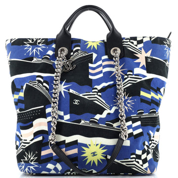 Chanel La Pausa Bay Shopping Tote Printed Canvas Large