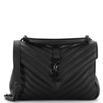 Saint Laurent Classic Monogram College Bag Matelasse Chevron Leather Medium