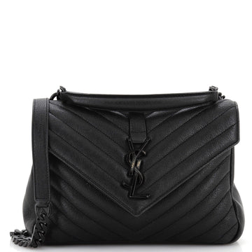 Saint Laurent Classic Monogram College Bag Matelasse Chevron Leather Medium