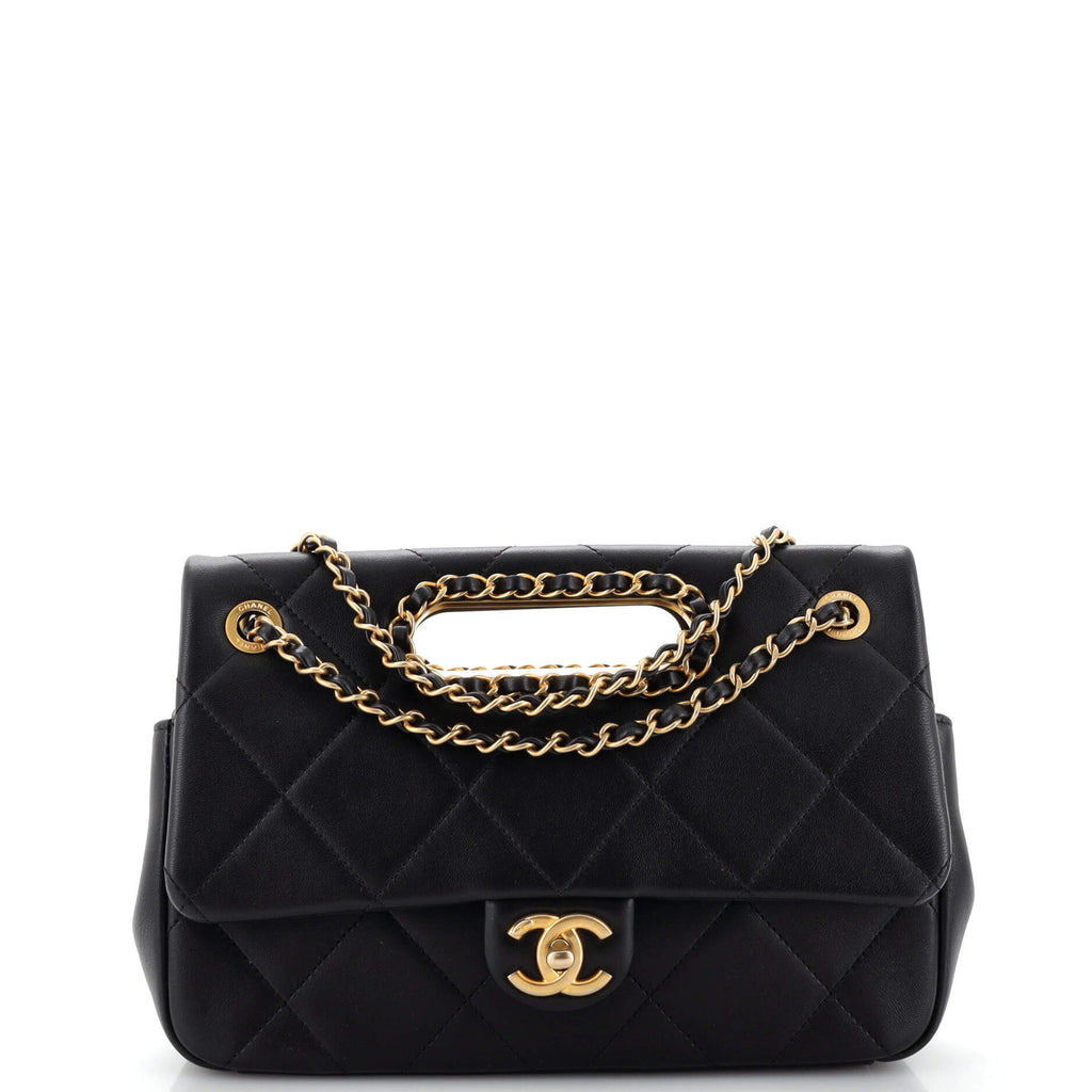 Chanel A Real Catch Flap Bag Quilted Lambskin Medium Black 2726467