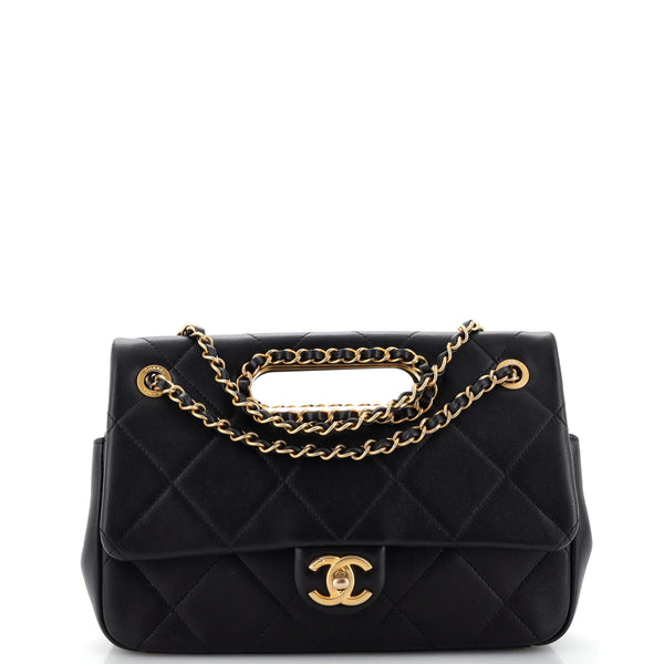 Chanel A Real Catch Flap Bag Quilted Lambskin Medium Black 2726467