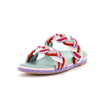 Valentino Garavani Women's Rockstud Slide Sandals Rope with Leather