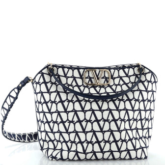 Valentino Garavani VLogo Loco Hobo Bag Toile Iconograph Fabric