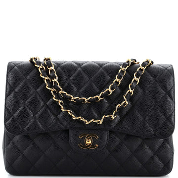 Chanel Vintage Classic Single Flap Bag Quilted Caviar Maxi
