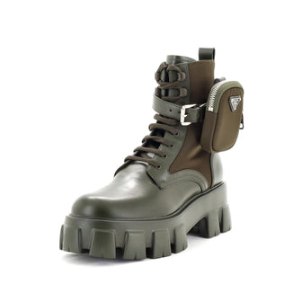 Prada Monolith Combat Boots Leather and Nylon