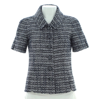 Chanel Women's Cropped Sleeve Button Up Jacket Tweed