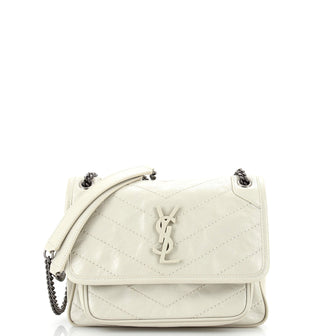 Saint Laurent Niki Chain Flap Bag Matelasse Chevron Leather Baby