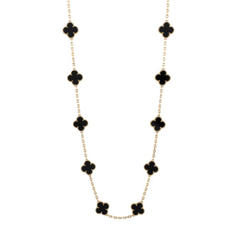 Van Cleef & Arpels Vintage Alhambra 20 Motifs Necklace 18K Yellow Gold and Onyx