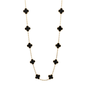 Van Cleef & Arpels Vintage Alhambra 20 Motifs Necklace 18K Yellow Gold and Onyx