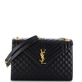Saint Laurent Classic Monogram Envelope Satchel Mixed Matelasse Leather Large