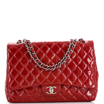 Chanel Classic Double Flap Bag Quilted Patent Maxi