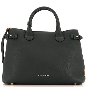 Burberry Banner Tote Leather and House Check Canvas Medium