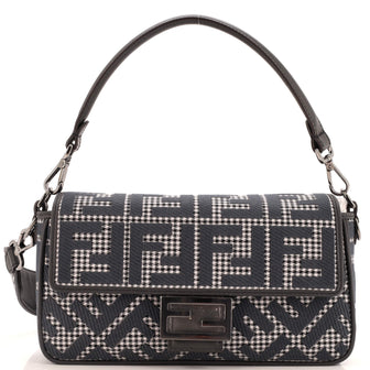 Fendi Baguette NM Bag Zucca Houndstooth Wool Medium