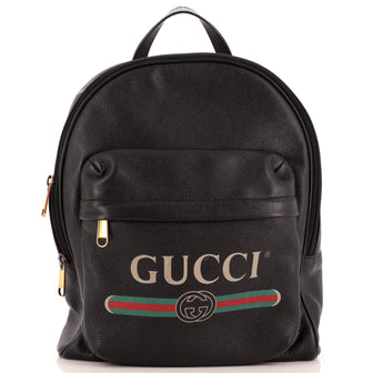 Gucci Logo Front Pocket Backpack Printed Leather