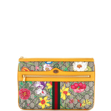 Gucci Ophidia Zip Pouch Flora GG Coated Canvas Large