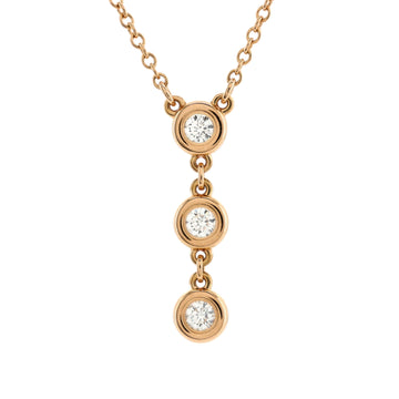 Tiffany & Co. Elsa Peretti Diamonds By The Yard Pendant Necklace 18k Rose Gold with 3 Diamonds