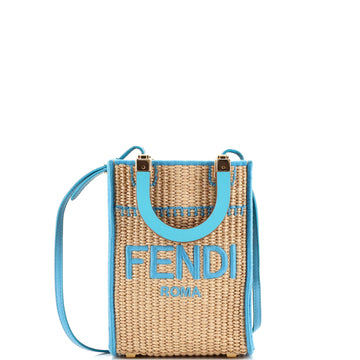 Fendi Sunshine Shopper Tote Straw Mini
