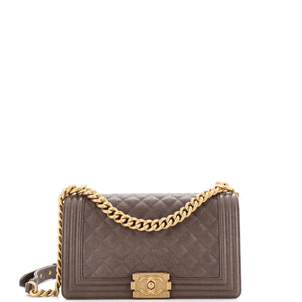 Chanel Boy Flap Bag Quilted Caviar Old Medium