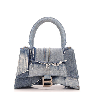 Balenciaga Hourglass Top Handle Bag Patchwork Denim Small